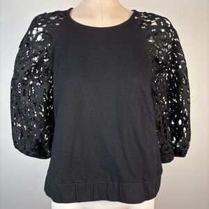 Dolan Black Eye Lit Crochet Sleeve Blouse XL